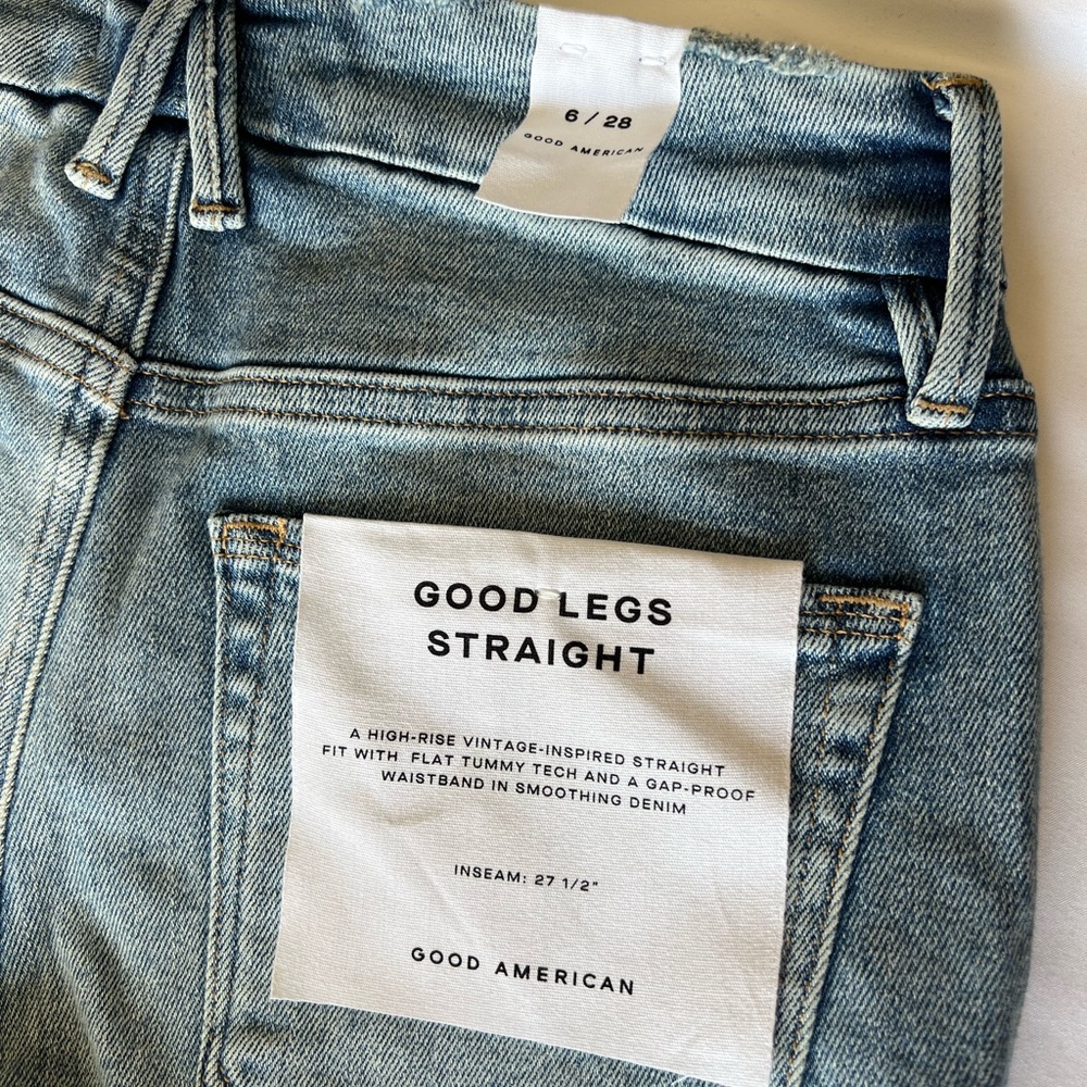 Good American Good Legs Straight Jeans Distressed 6 / 28 NWT